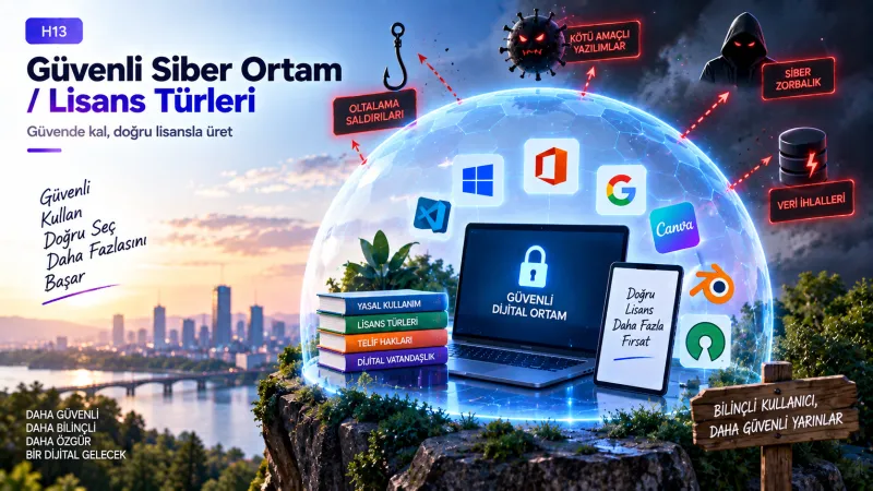 Siber ortamda güvenlik önlemleri, zararlı yazılım ve lisans türleri
